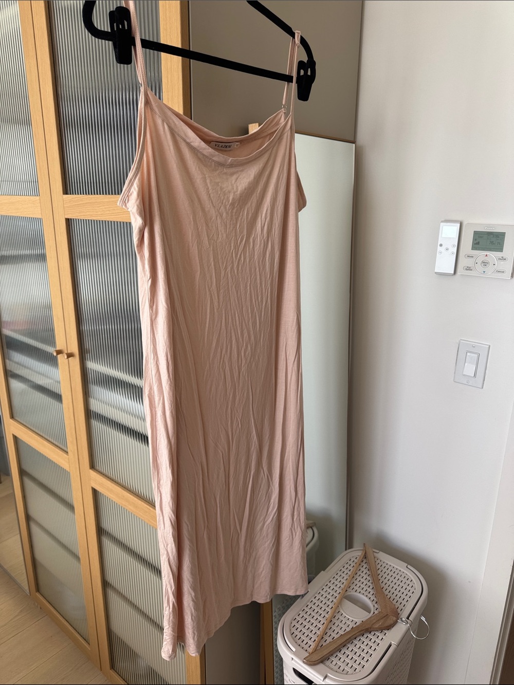 Elegant Blush Slip Maxi Dress with Adjustable Straps